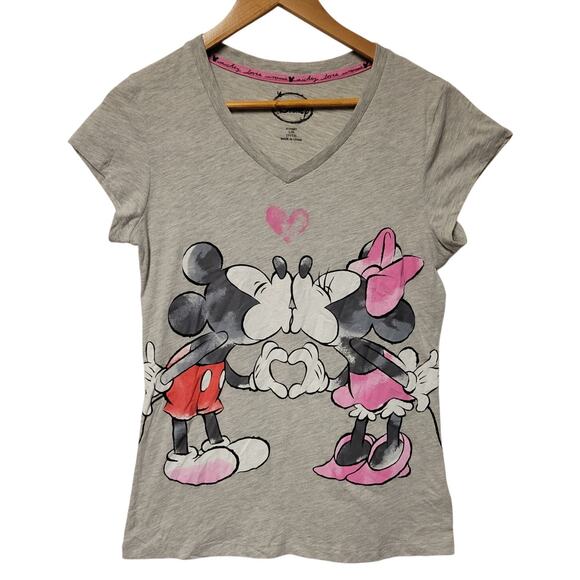 Disney Mickey & Mini Heart T-Shirt PJ Top Valentine's Day Lounge Girl's L(11/13) - Picture 1 of 5